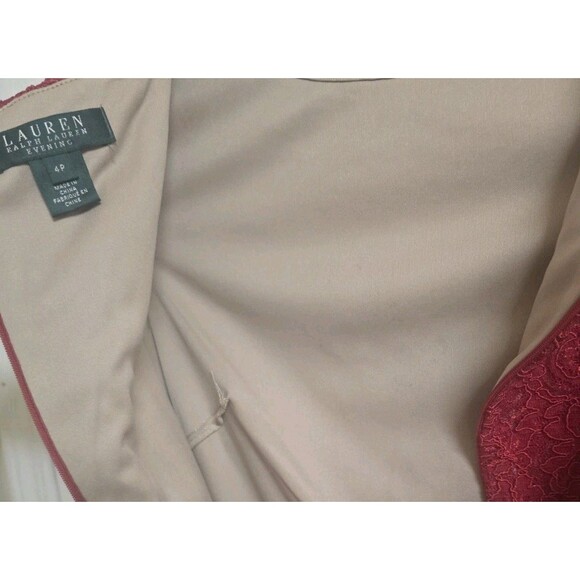 Lauren Ralph Lauren Evening Red Lace Gown 4P Petite – Wedding Guest, Holiday... - Picture 7 of 13